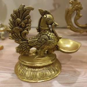 Kuthu Vilakku, Annapaannapakshi Vilakku | Vilaku for Puja Room | Small Brass Diya Stand| Deepak Peacock Diya | Brass Deepak Burning Lamp