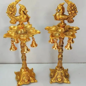 Gold Plated Peacock Deepam