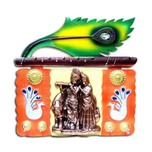 Krishna Radha With Peacock feather Wall Key Hanger Decor Item