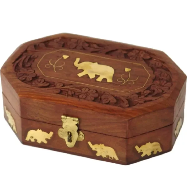 Beautifully Crafted Wooden Hexagonal Jewellery Box