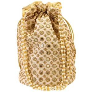 White And Golden Potli Bag