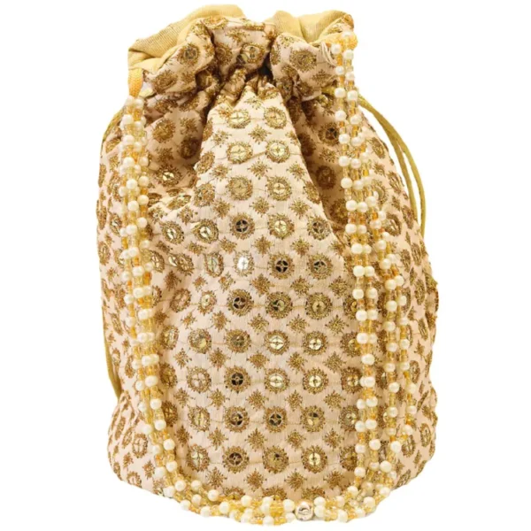 White And Golden Potli Bag