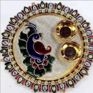 Peacock Meenakari Haldi Kumkum Plate