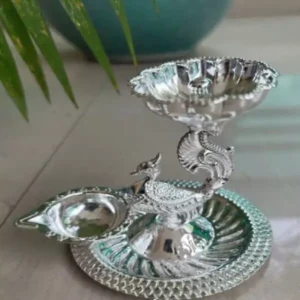 Round Plate Peacock Deepam