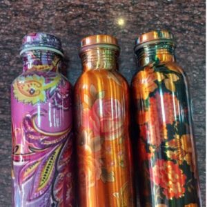 Stylish printed Copper Water bottle- Multi color