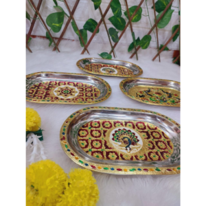 Meenakari Oval Thamboolam Trays for Gifting
