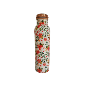 Corporate Gifting: Printed Cream Floral Copper water bottle