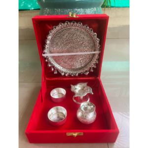 German silver Small pooja thali with gift box