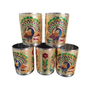 Meenakari Glasses Peacock Design Set