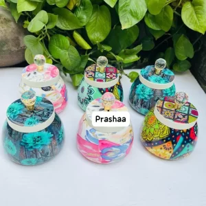 Floral and Colorful Pichwai jars combo 4 inches