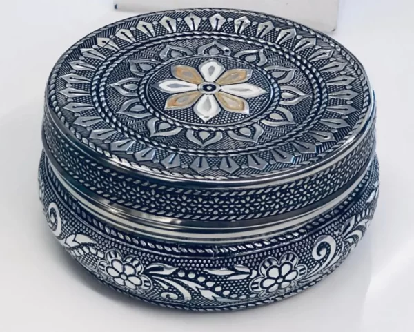 Meenakari Antique Silver Blue Boxes 5 Inch