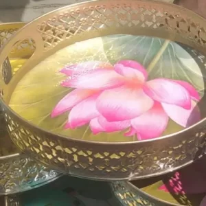 Lotus Pichwai Round Tray