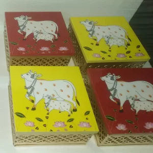 Pichwai Boxes Square - Cow and Calf