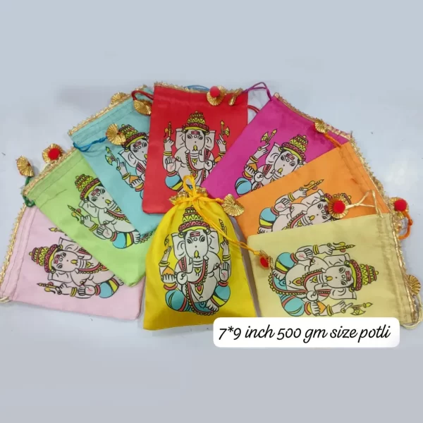 Digital Printed Lakshmiji / Ganeshji Potli Bags