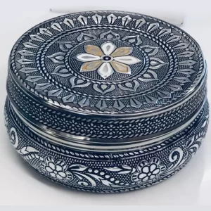 Meenakari Antique Silver Blue Box