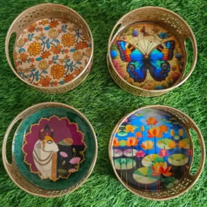 Thamboolam Pichwai Round Tray with Different Prints