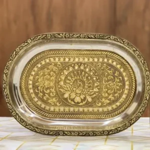 Meenakari Golden Yellow Tray