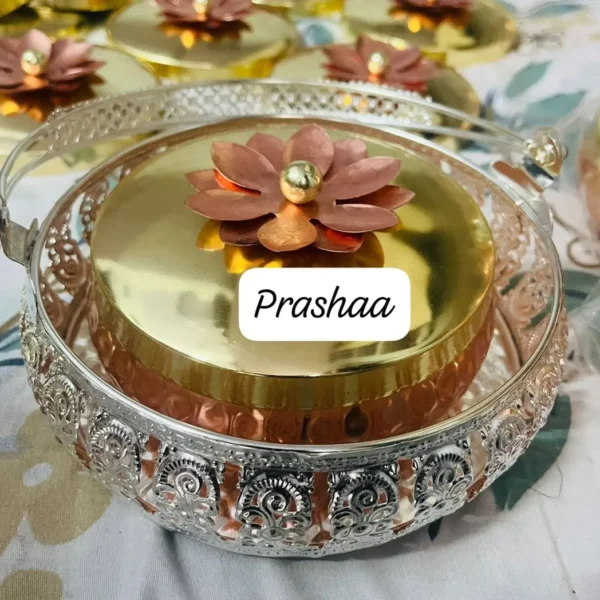 Electroplated Copper Container with Silver Plated Basket