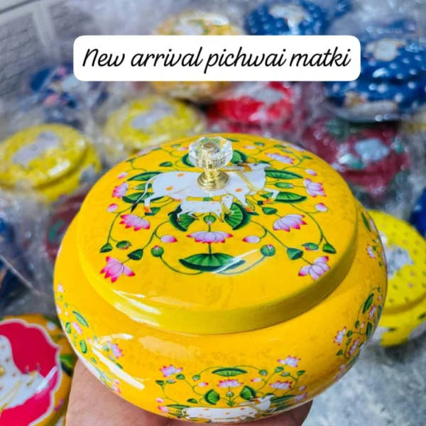 Multi Colour Cow Handcrafted Pichwai Matki