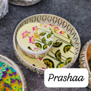 Pichwai Tray with Two Matching Jars Combo