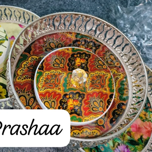 Pichwai Tray with Two Matching Jars Combo