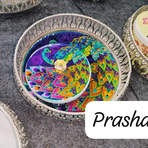 Pichwai Tray with Two Matching Jars Combo