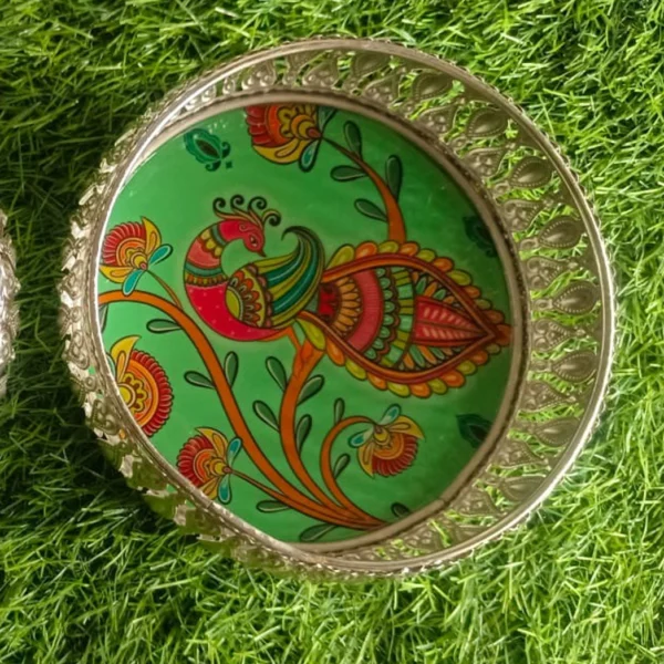 Mixed Designs German Silver Pichwai Trays