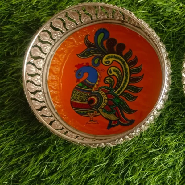 Mixed Designs German Silver Pichwai Trays