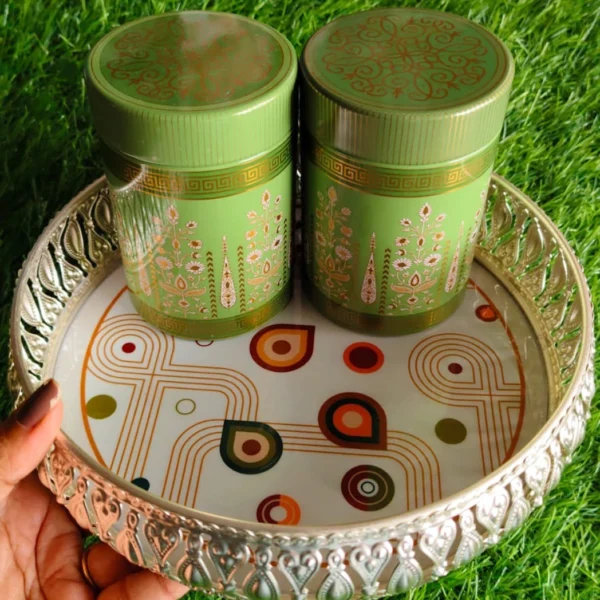 Digital Print German Silver Trays with Matching Tins Combo
