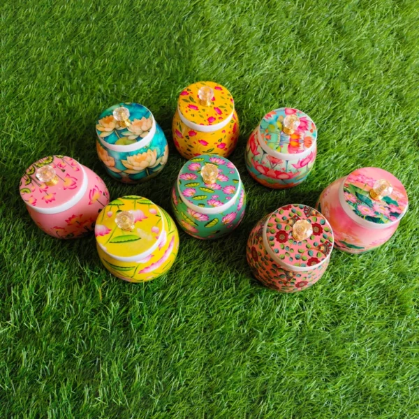 Lotus Metal Pichwai Jars for Gifting