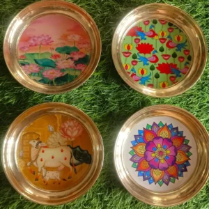 Pure Brass Pichwai Plates with Floral Mixed Designs