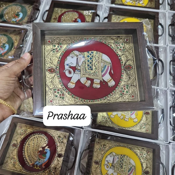 Reverse Glass Acrylic trays - Red Elephant
