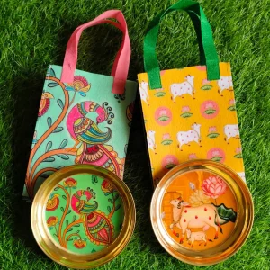 Brass Plate Combo with Digital Prints and Matching Felt Bags