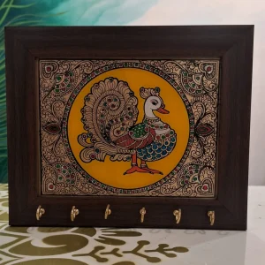 Peacock Key Holder in Reverse Glass Acrylic