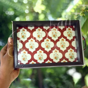 Red Twin Peacock Thamboolam Trays