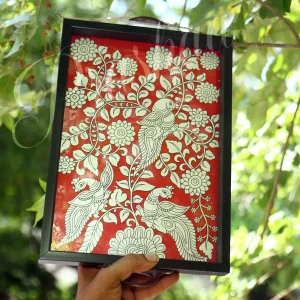 Red Twin Peacock Thamboolam Trays