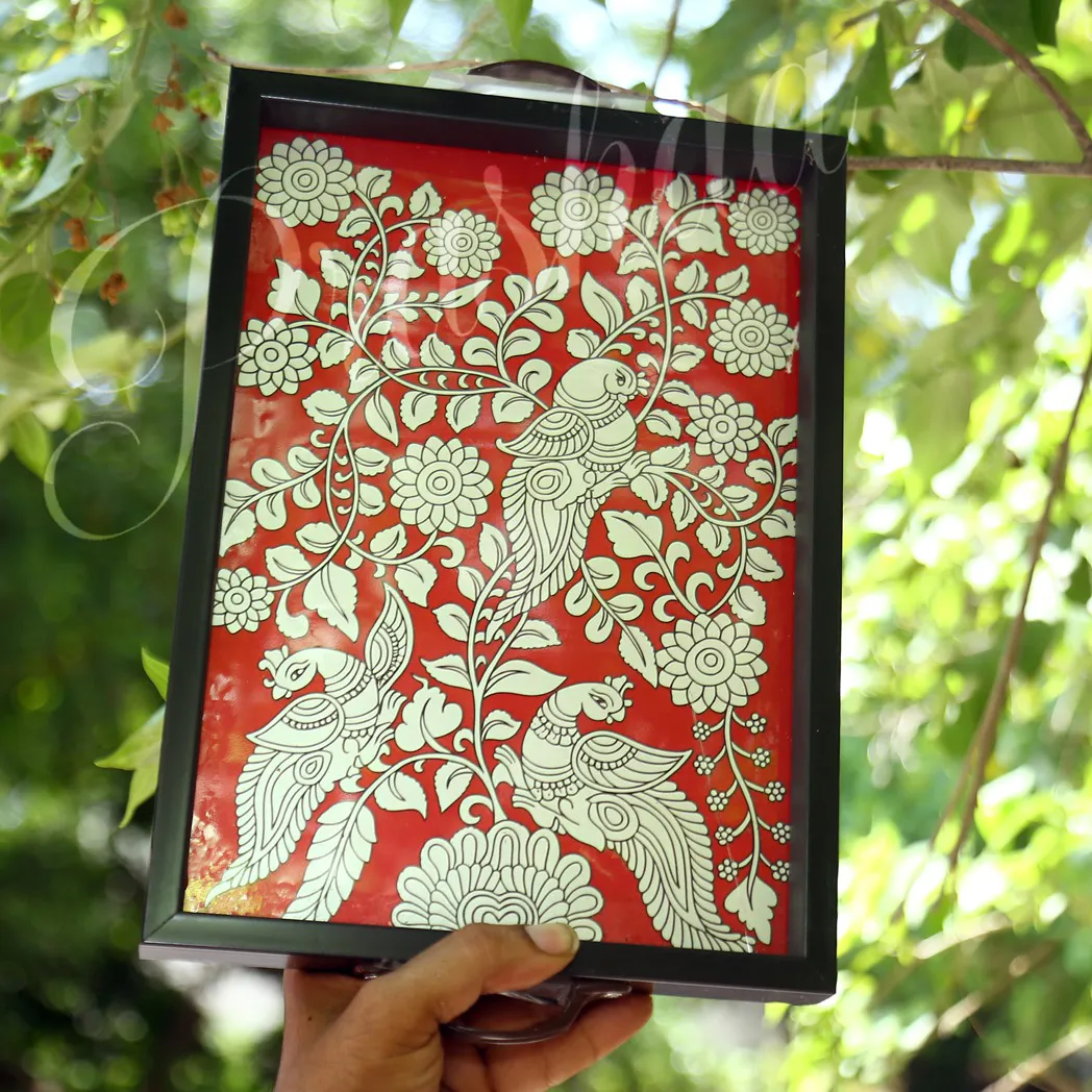 Red Twin Peacock Thamboolam Trays Red Twin Peacock Thamboolam Trays