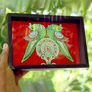 Red Twin Peacock Thamboolam Trays