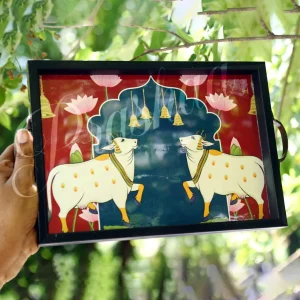 Red Twin Peacock Thamboolam Trays