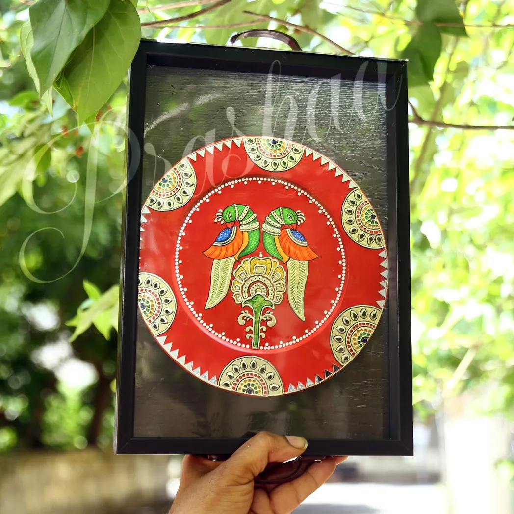 Red Twin Peacock Thamboolam Trays Red Twin Peacock Thamboolam Trays