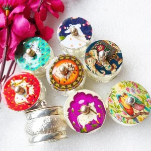 German Silver Sindoor Pichwai Boxes German Silver Sindoor Pichwai Boxes