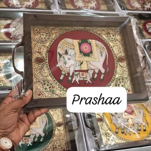 Reverse Glass Acrylic trays - Red Cow Pichwai Reverse Glass Acrylic trays - Red Cow Pichwai