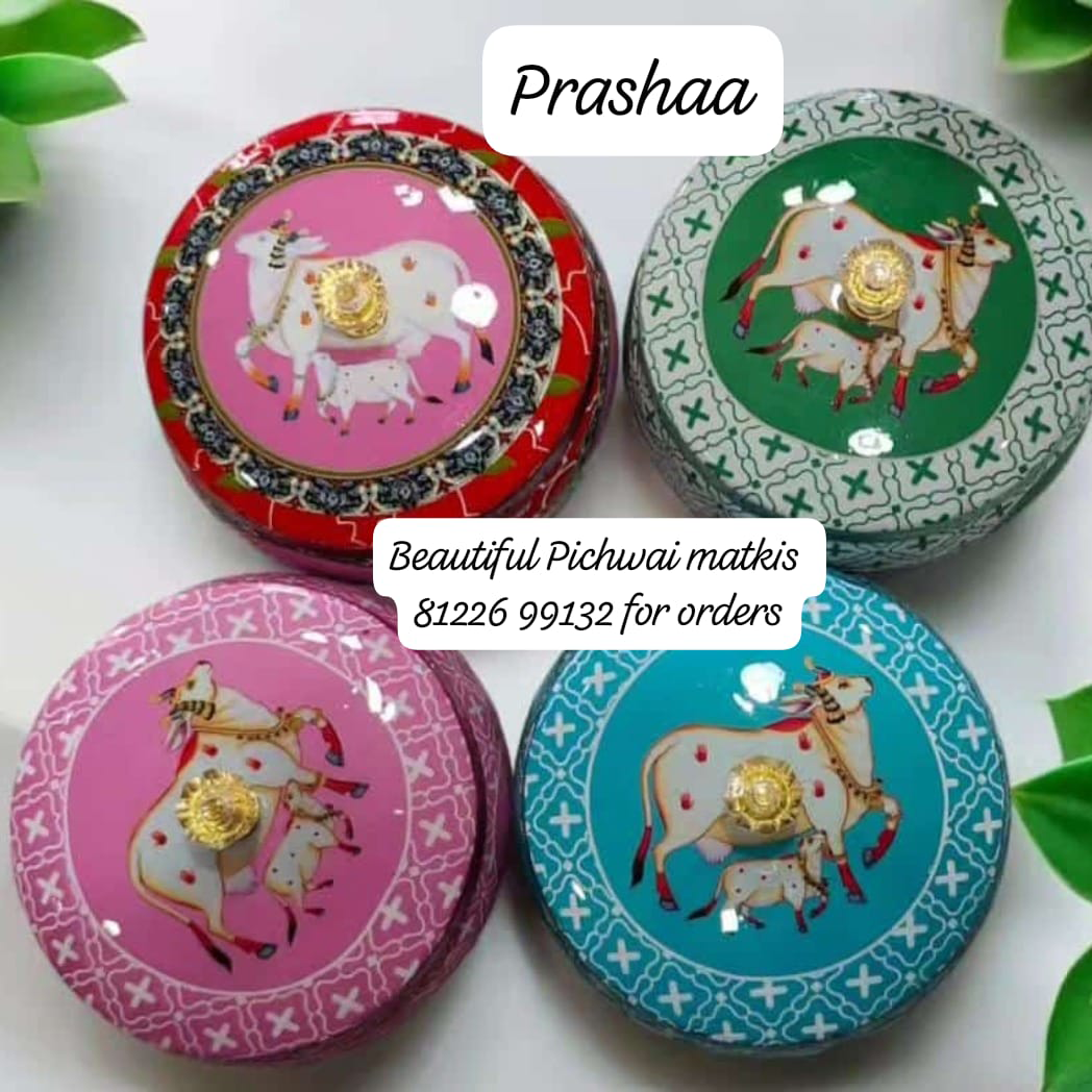 Multi Colour Cow Handcrafted Pichwai Matki Multi Colour Cow Handcrafted Pichwai Matki