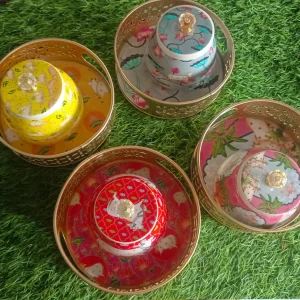 Pichwai Tray with One Matching Jar Combo Pichwai Tray with One Matching Jar Combo