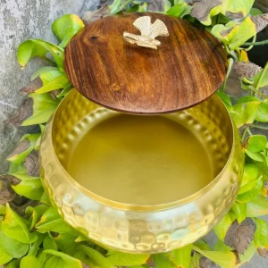 Electroplated Container with Wooden Lid Electroplated Container with Wooden Lid