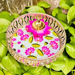 German Silver Pichwai Trays with free Diya German Silver Pichwai Trays with free Diya