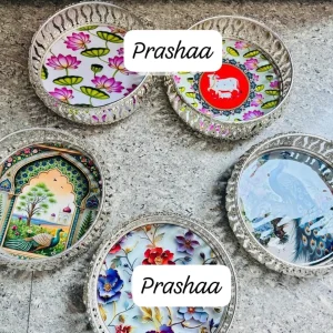 German Silver Coated Pichwai Trays German Silver Coated Pichwai Trays