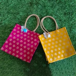 Jute Bag with Brocade Fabric Jute Bag with Brocade Fabric