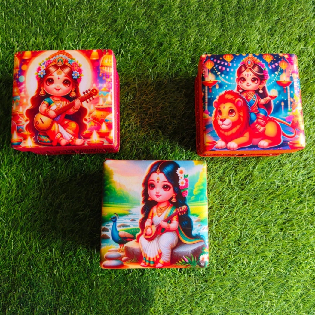 Korai Boxes with Goddess Lakshmi and Saraswathi Digital Print Korai Boxes with Goddess Lakshmi and Saraswathi Digital Print