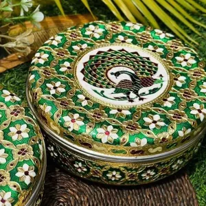Meenakari 6 Inch Green Box Meenakari 6 Inch Green Box